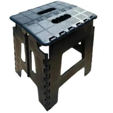 Imagem de Banqueta Dobrável Reforçada Portátil  Plástico Resistente 32 cm perfei