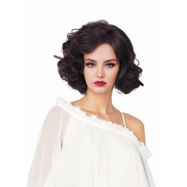 Imagem de Peruca Gerulyss Short Brown Curly Synthetic para mulheres
