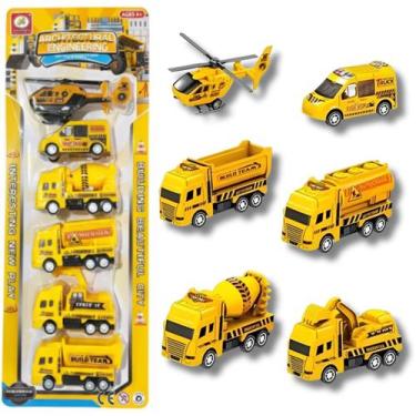 Imagem de Kit 6 Miniatura Fricção Escavadeira Betoneira Construção - Yara