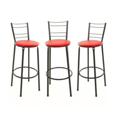 Imagem de Kit 3 Banquetas Banco Alto Balcão Cozinha Área Gourmet 4 Arames - ESPA