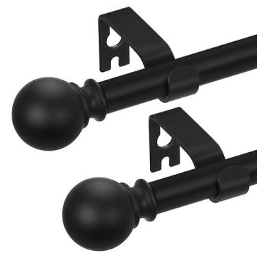 Imagem de Varões de cortina JRZOO de 45 a 150 cm de metal preto, pacote com 2 ac