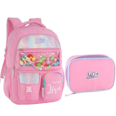 Imagem de Kit Mochila Candy Colorido Estrela Holográfico Com Chaveiro Pompom Estojo Box Juvenil (MF8233-ROSA)