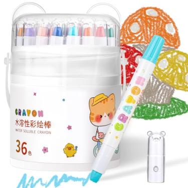 Imagem de Prudiut Giz de cera torcido sedoso de 36 cores para crianças de 1 a 3 anos, materiais de arte laváveis, giz de cera de gel pastel multicultural, presente de colorir fácil de segurar para crianças