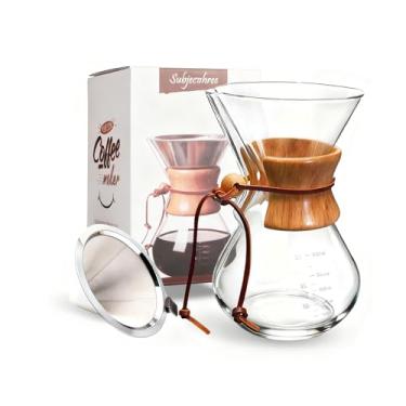 Imagem de Conjunto de cafeteira com filtro de vidro de 590 ml, coador de café Subjectthree Brewer manual para jarra de acampamento (6 xícaras/590 ml)