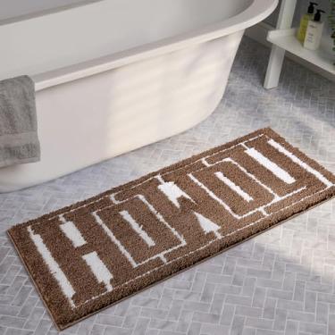 Imagem de RoomTalks Tapete Howdy lavável cowboy country rústico sudoeste 2x5 tapete de banheiro marrom antiderrapante tapete de banho extra longo, tapetes rodeio Texas para quarto, cozinha, entrada corredores