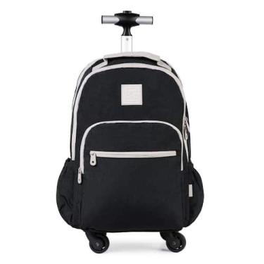 Imagem de Mochila Escolar Juvenil Com 4 Rodinhas BG Duo Pop Preta - Bagaggio, U