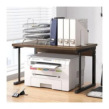 Imagem de Suporte de impressão de nível duplo para impressora de escritório prateleiras prateleiras placa feita à mão rack de estrutura de aço rack de armazenamento doméstico mesa de impressora (cor: C)