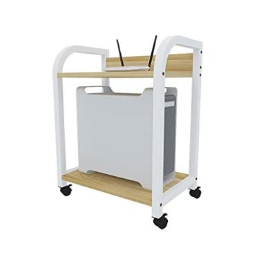 Imagem de Prateleiras de suporte de PC com polias Suporte de CPU Suporte de host de mesa, suporte de impressora Suporte de PC de piso duplo adequado para a maioria dos PCs (Cor: C)