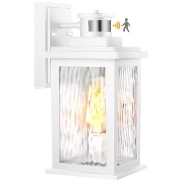 Imagem de Vianis Arandela Luminária Clássica Externa de Parede à prova dágua com Sensor, Base E26, 1 Unidade, Branca