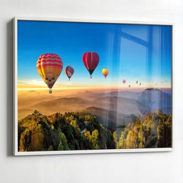 Imagem de Quadro com Moldura e Acrilico Cristal Vidro Sala Quarto Balões Capadocia Decorativo Horizontal Grande Hall