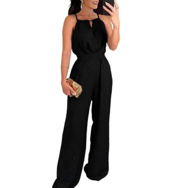 Imagem de Macacão feminino sexy Chicme, macacão franzido, preto