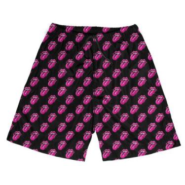 Imagem de Shorts Praia Verão Bermuda Short Língua Boca Rosa 72 - SMOKE, GG Mascu