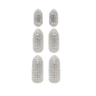 Imagem de Brinco Trio de Argolas Zircônia Dourado e Prata - Lika Bijuterias, Pra