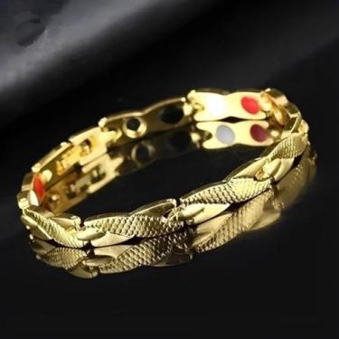 Imagem de Pulseira FIR Twist Magnética  Acessório Unissex Moderno - wb, dourado