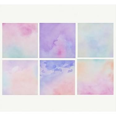 Imagem de 6 peças de notas adesivas em aquarela gradiente fofas 7,6 x 7,6 cm, blocos de notas autoadesivos para mesa de escritório, lembretes de casa, agenda de professores, 30 folhas por bloco, blocos de