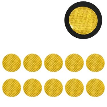 Imagem de Generic Adesivo refletivo de para-choque amarelo redondo com grade de losango refletivo para carro decoração personalizada corpo do veículo ou porta ou janela