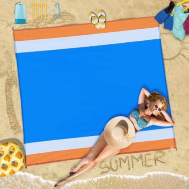 Imagem de Cobertor de praia impermeável, à prova de areia, 198 x 284 cm, grande, para 1 a 7 adultos, tapete de piquenique, leve, resistente à água, para acampamento, caminhada, viagem, piquenique