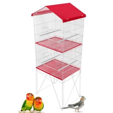 Imagem de Viveiro 2 Andares Para Calopsita Gaiola Com Divisória Desmontável Vermelho
