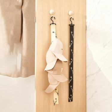 Imagem de Cabide de boné de beisebol sobre a porta, alça organizadora de chapéu com clipes, suporte para tampa que economiza espaço para parede ou porta do armário, suporte para chapéus