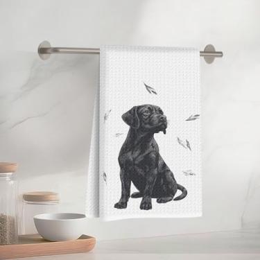 Imagem de Toalhas de cozinha vibrantes com folhas de cachorro, talheres decorativos absorventes de microfibra pano de prato toalha de chá, toalhas de mão de waffle para cozinha, casa, banheiro, presentes para