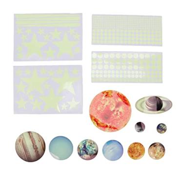 Imagem de Wall Glowing Sticker, 14pcs Glowing Planets Wall Stickers Glow in The Dark Star Solar System Decal for Bedroom Nursery Mini