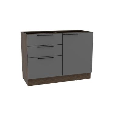 Imagem de Balcão De Cozinha Amsterdam Ph 3135 C- 1 Porta 3 Gavetas E Divisor De Talheres S- Tampo 120cm Avela-grafite - Herval