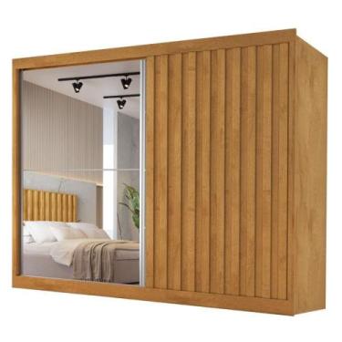 Imagem de Guarda Roupas Casal 2 Portas De Correr Com Espelho Ripado 100% Mdf 4 G