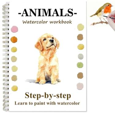 Imagem de Cadernos de exercícios em aquarela com esboços, livro de colorir aquático para iniciantes, conjunto de pintura em aquarela, artesanato, kit de pintura presente para adultos, adolescentes, artistas de