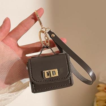 Imagem de Mini bolsa de mão para mulheres, bolsa pequena de poliuretano, porta-moedas, trava torcida com chave, bolsa para fone de ouvido, mini carteira organizadora de moedas, Cor 04