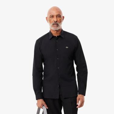 Imagem de Camisa Slim Fit em Popeline de Algodão Stretch - LACOSTE, 41, Azul mar