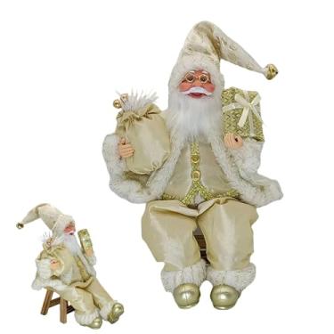 Imagem de Papai Noel Sentado Enfeite Natalino Decoração de Natal (Dourado)