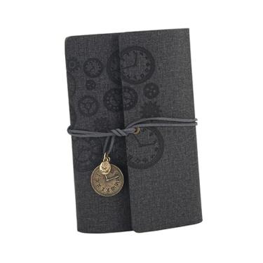 Imagem de PEYNIR Caderno de diário preto e moderno, recarregável, série de viagem, caderno de couro retrô, caderno de esboços, série de cadernos de folhas soltas