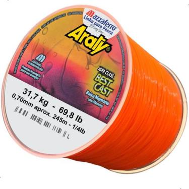 Imagem de Linha Araty Best Cast Monofilamento Nylon Cor Laranja Para Pesca Espor