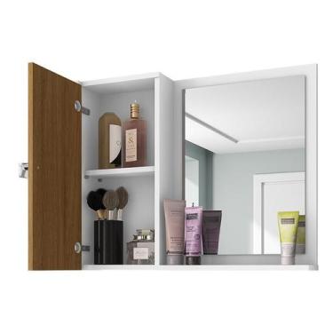 Imagem de Espelheira Com Armario Genova - Móveis Bechara, Branco/Ripa