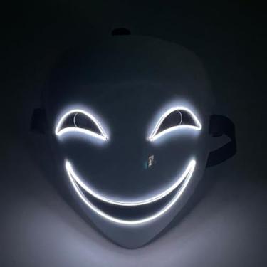 Imagem de Hacker Mask Cosplay Role Play Lightweight Cool Masks Halloween Light Up Purge Boywithuke Slipknot Parties Events Cosplay (white)