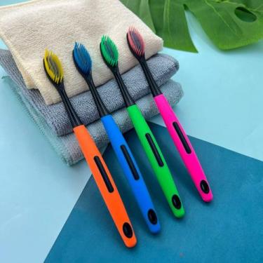 Imagem de Kit 5 Escovas De Dente Cerdas Macias Capa Protetora Flexível - Escova 