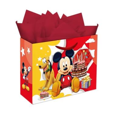 Imagem de Zaprosze Saco de presente de aniversário com papel de seda e cartão de felicitações Sacos de papel de embrulho grande temático para festa de aniversário para meninas aniversário chá de bebê decoração