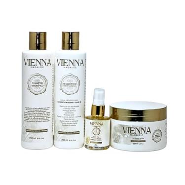 Imagem de Vienna Magnific, Kit Banho Completo, Shampoo Hidratante Fortificante + Máscara Hidratante Nutritiva + Multifuncional 10 em 1 com Proteção Térmica e Solar + Oil Reparador com Óleo de Argan, Vegano