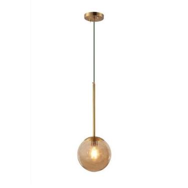Imagem de Kit 2 Pendentes Luminária Dourado Globo Ambar Lustre INL88 - inovartte