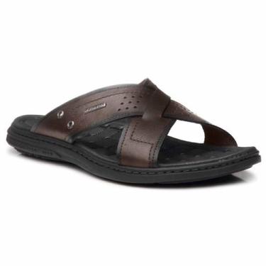 Imagem de Chinelo Masculino Anatômico Couro Legítimo Pegada 131222, Cravo, 44