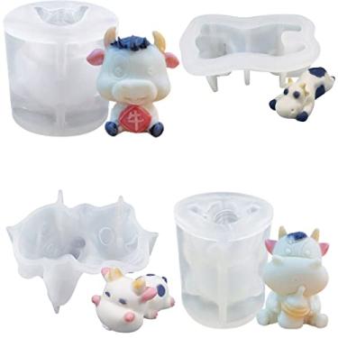 Imagem de Bandeja de cubo de gelo de vaca com tampa, molde de máquina de gelo para freezer com recipiente, para resfriar uísque, coquetéis, café, vinho, fácil liberação livre de BPA (modelo aleatório 4)