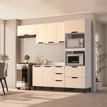 Imagem de Cozinha Modulada 4 Peças com Tampo Maeena Politorno - Branco/Creme