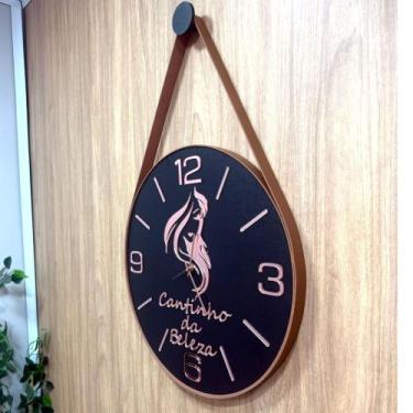 Imagem de Relógio 50cm preto personalizado CANTINHO DA BELEZA, rosé, 3 tons de a