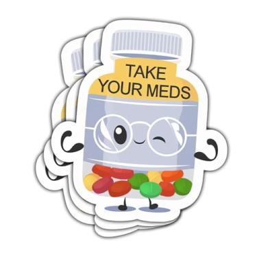 Imagem de 3 adesivos Take Your Medics, lembrete de saúde mental, adesivos fofos de enfermeira médica, presentes de 7,6 cm para farmácia, farmacêutico, garrafa de água, laptop, capacete, Kindles, copo