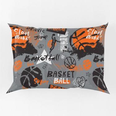 Imagem de Porta Travesseiro Fronha Avulsa Basquete 70cm X 50cm - Estampa Digital Esporte