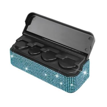 Imagem de Sandfren Porta-moedas Bling para carro, strass de cristal, caixa de troca de dinheiro para veículos com 4 compartimentos, organizadores de armazenamento automotivo diamante, universal para SUV, Sedan