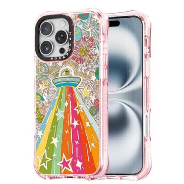 Imagem de Rosarnnah Capa para iPhone 16 Pro fofa - compatível com Magsafe - Capa de telefone à prova de choque com proteção contra quedas de grau militar de 6 m - Design Alien ET engraçado (6,9 cm) Rosa