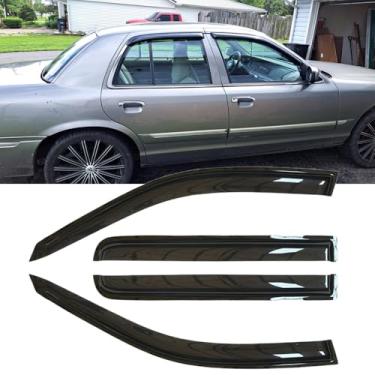 Imagem de CITYHOT 4 peças de defletores de janela para Mercury Grand Marquis 92-11 (exceto telhado Landau), Ford Crown Vic Short Back 98-11, 03 Mercury Marauder, persianas de proteção de chuva fora do canal