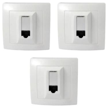 Imagem de Kit 3 Conjunto Tomada Rede Rj45 Cat5e 8 Fios Pial Legrand
