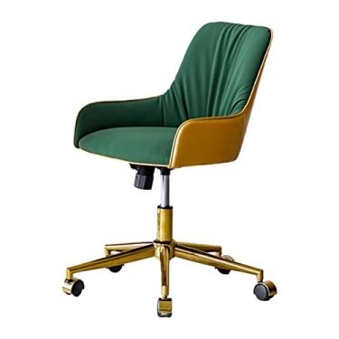 Imagem de Cadeira de lazer no meio do encosto, cadeira de computador estofada ajustável com apoio de braço para lombar para sala de estar, quarto, lounge